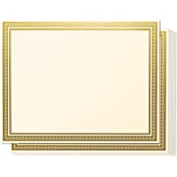 Certificados de premio – 50 hojas de papel liso en blanco – con borde metálico dorado – Compatible con impresoras láser…